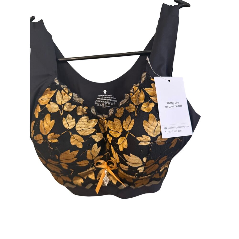 pretty black and gold bralette with smooth back